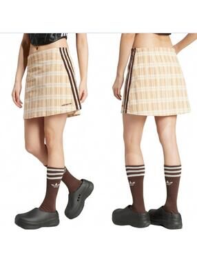 Adidas Tartan Corduroy A-Line Skirt NWT Sand Strata Medium